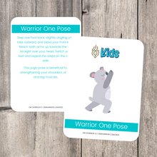 Load image into Gallery viewer, Whether you are a parent practicing yoga with your child, an educator, or a kids yoga teacher, this is a wonderful resource for children to build their own yoga and mindfulness practice. Use these cards as warm-up activities, brain breaks, a transition between activities, or simply as a fun and easy yoga sequence.
