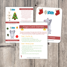 Load image into Gallery viewer, Whether you are a parent practicing yoga with your child, an educator, or a kids yoga teacher, this is a wonderful resource for children to build their own yoga and mindfulness practice. Use these cards as warm-up activities, brain breaks, a transition between activities, or simply as a fun and engaging Christmas-themed yoga and mindfulness activities.