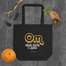 Load image into Gallery viewer, OM Mind Body + Spirit Eco Tote Bag: Halloween Edition
