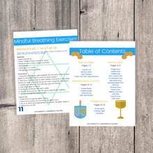 Load image into Gallery viewer, Whether you are a parent practicing yoga with your child, an educator, or a kids yoga teacher, this is a wonderful resource for children to build their own yoga and mindfulness practice. Use these cards as warm-up activities, brain breaks, a transition between activities, or simply as a fun and engaging Hanukkah-themed yoga and mindfulness activities.