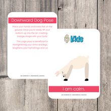Load image into Gallery viewer, Whether you are a parent practicing yoga with your child, an educator, or a kids yoga teacher, this is a wonderful resource for children to build their own yoga and mindfulness practice. Use these cards as warm-up activities, brain breaks, a transition between activities, or simply as a fun and easy yoga sequence.