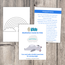 Load image into Gallery viewer, teacher, this is a wonderful resource for children to build their own yoga and mindfulness practice. Use these cards as warm-up activities, brain breaks, a transition between activities, or simply as a fun and engaging yoga and meditation activities.