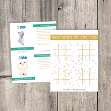 Load image into Gallery viewer, Whether you are a parent practicing yoga with your child, an educator, or a kids yoga teacher, this is a wonderful resource for children to build their own yoga and mindfulness practice. Use these cards as warm-up activities, brain breaks, a transition between activities, or simply as a fun and engaging New Years themed yoga and mindfulness activities.