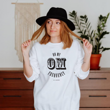 Load image into Gallery viewer, Upgrade to instant good vibes with this On My OM Frequency Sweatshirt. Made from super soft cotton and polyester and featuring a crewneck, rib cuffs and waistband, and a classic fit you know and love to meet all your cozy needs.
