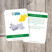 Load image into Gallery viewer, Whether you are a parent practicing yoga with your child, an educator, or a kids yoga teacher, this is a wonderful resource for children to build their own yoga and mindfulness practice. Use these cards as warm-up activities, brain breaks, a transition between activities, or simply as a fun and easy yoga sequence.