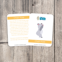 Load image into Gallery viewer, Whether you are a parent practicing yoga with your child, an educator, or a kids yoga teacher, this is a wonderful resource for children to build their own yoga and mindfulness practice. Use these cards as warm-up activities, brain breaks, a transition between activities, or simply as a fun and engaging beginners yoga and mindfulness activities.