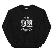 Load image into Gallery viewer, On My OM Frequency Unisex Sweatshirt (Color Black) - Upgrade to instant good vibes with this On My OM Frequency Sweatshirt. Made from super soft cotton and polyester and featuring a crewneck, rib cuffs and waistband, and a classic fit you know and love to meet all your cozy needs.
