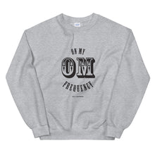 Load image into Gallery viewer, On My OM Frequency Unisex Sweatshirt (Color Sport Grey) - Upgrade to instant good vibes with this On My OM Frequency Sweatshirt. Made from super soft cotton and polyester and featuring a crewneck, rib cuffs and waistband, and a classic fit you know and love to meet all your cozy needs.