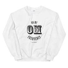 Load image into Gallery viewer, On My OM Frequency Unisex Sweatshirt (Color White) - Upgrade to instant good vibes with this On My OM Frequency Sweatshirt. Made from super soft cotton and polyester and featuring a crewneck, rib cuffs and waistband, and a classic fit you know and love to meet all your cozy needs.