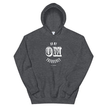 Load image into Gallery viewer,  On My OM Frequency Unisex Hoodie (Color Dark Heather) - High vibes on my OM frequency. This super soft, unisex hoodie features our On My OM Frequency graphic on front, printed with eco-friendly inks, premium stitch details, lined hoodie, a kangaroo pocket and rib cuffs and hem band.Perfect with your favorite sweats or denim.
