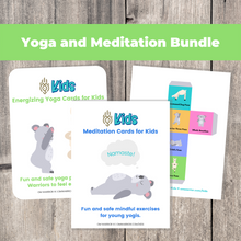 Load image into Gallery viewer, teacher, this is a wonderful resource for children to build their own yoga and mindfulness practice. Use these cards as warm-up activities, brain breaks, a transition between activities, or simply as a fun and engaging yoga and meditation activities.