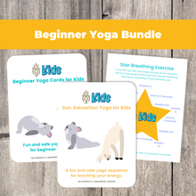 Load image into Gallery viewer, Whether you are a parent practicing yoga with your child, an educator, or a kids yoga teacher, this is a wonderful resource for children to build their own yoga and mindfulness practice. Use these cards as warm-up activities, brain breaks, a transition between activities, or simply as a fun and engaging beginners yoga and mindfulness activities.

