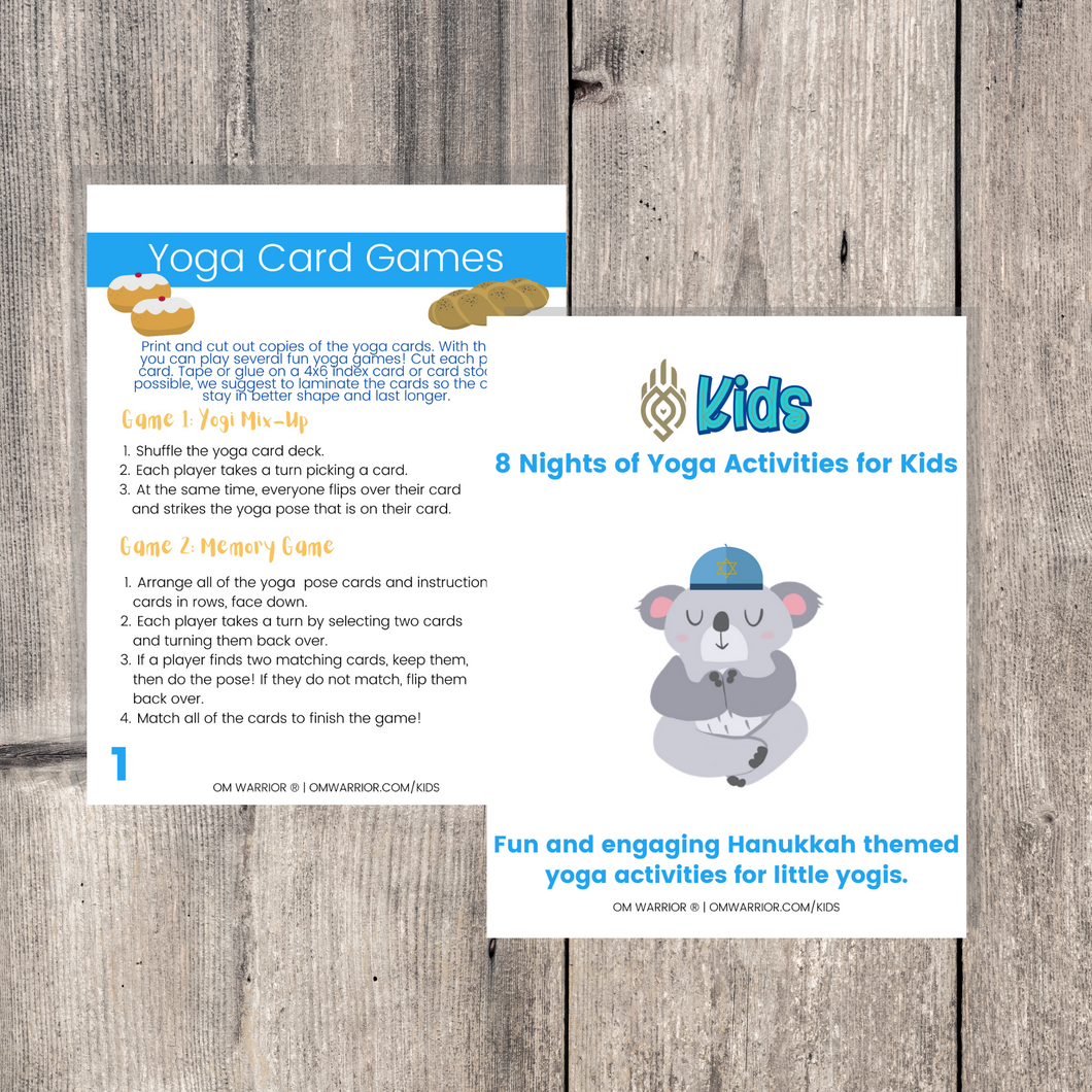 Whether you are a parent practicing yoga with your child, an educator, or a kids yoga teacher, this is a wonderful resource for children to build their own yoga and mindfulness practice. Use these cards as warm-up activities, brain breaks, a transition between activities, or simply as a fun and engaging Hanukkah-themed yoga and mindfulness activities.