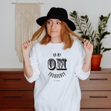 Load image into Gallery viewer, Upgrade to instant good vibes with this On My OM Frequency Sweatshirt. Made from super soft cotton and polyester and featuring a crewneck, rib cuffs and waistband, and a classic fit you know and love to meet all your cozy needs.
