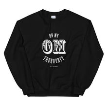 Load image into Gallery viewer, On My OM Frequency Unisex Sweatshirt (Color Black) - Upgrade to instant good vibes with this On My OM Frequency Sweatshirt. Made from super soft cotton and polyester and featuring a crewneck, rib cuffs and waistband, and a classic fit you know and love to meet all your cozy needs.
