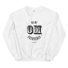 Load image into Gallery viewer, On My OM Frequency Unisex Sweatshirt (Color White) - Upgrade to instant good vibes with this On My OM Frequency Sweatshirt. Made from super soft cotton and polyester and featuring a crewneck, rib cuffs and waistband, and a classic fit you know and love to meet all your cozy needs.
