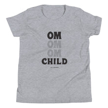 Load image into Gallery viewer, OM Child Kids Short Sleeve T-Shirt (Color Athletic Heather) - This tee is for the little yogi warriors in your life. This kids short sleeve t-shirt features ultra-soft 100% combed and ring-spun cotton, our classic &quot;OM OM OM CHILD&quot; front graphic printed with eco-friendly inks, and a relaxed unisex fit.
